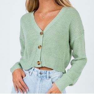 Princess Polly Cropped Green Cardigan